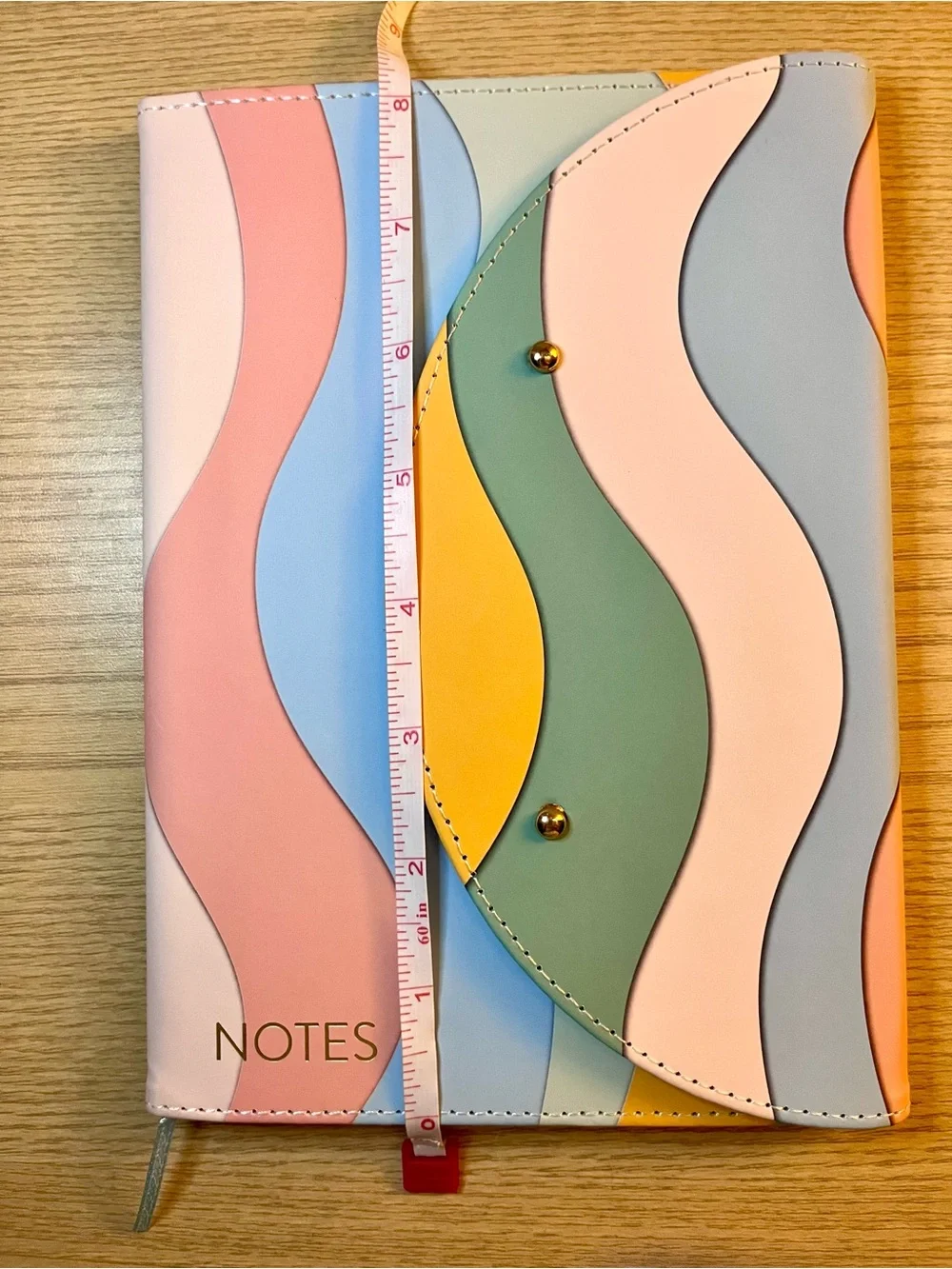 Pastel Retro Wave Faux Leather Journal Notes Lined Notebook Stud Closure